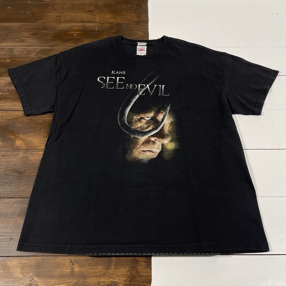 Vintage 2002 Kane See No Evil Movie Promo Black‎ T-Shirt WWE Wrestling Size XL